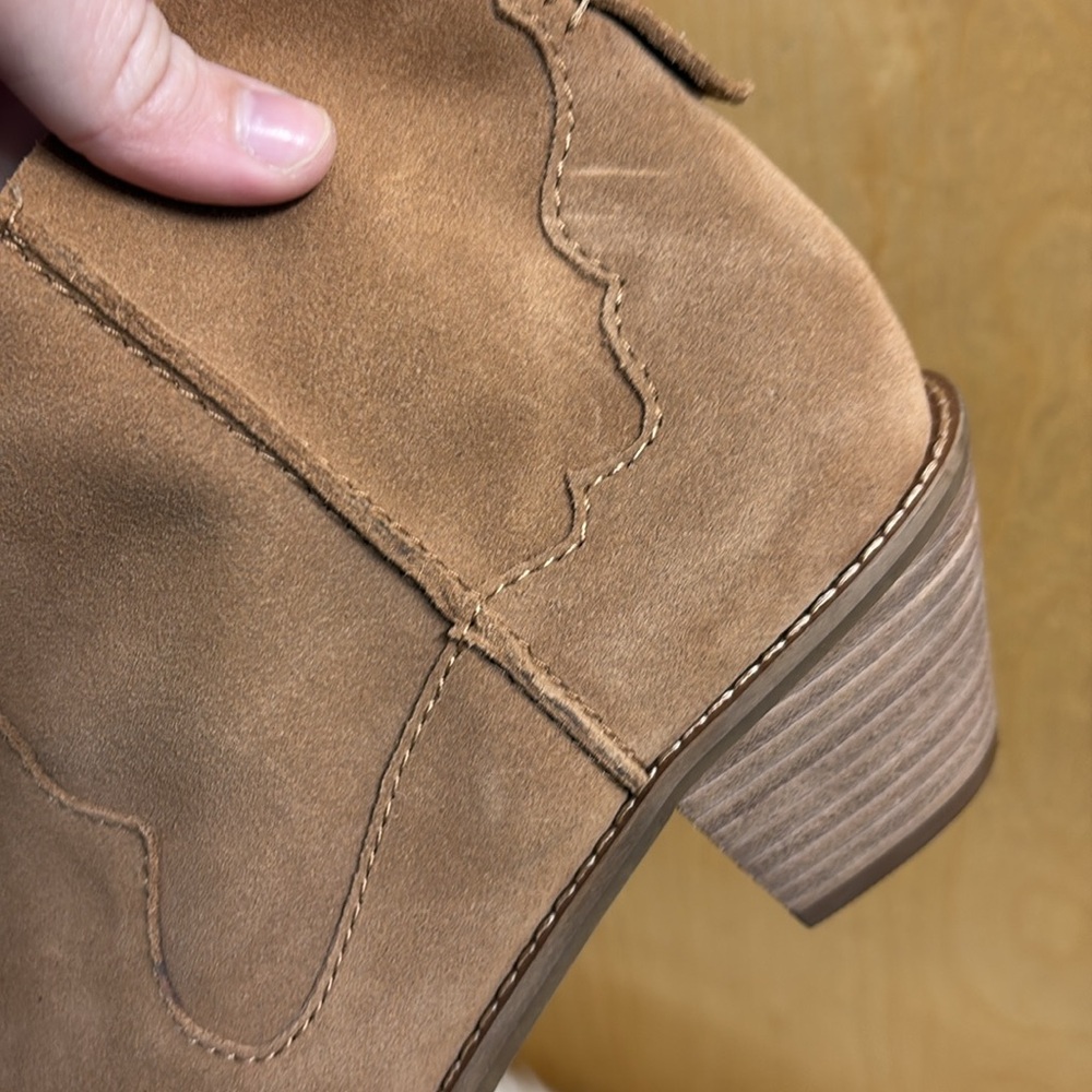 Kelsi Dagger Chestnut Suede Western Ankle Booties - Picture 11 of 13